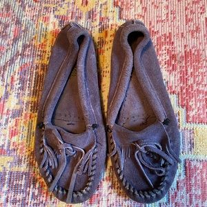 Purple Minnetonka moccasins size 8